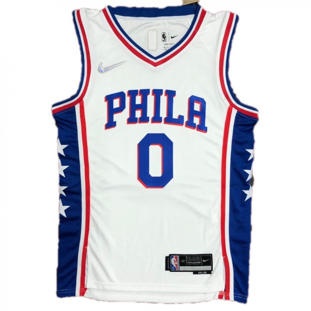 Men's Philadelphia 76ers Tyrese Maxey #0 White 2021/22 Swingman NBA Jersey - Icon Edition-Pro Kit Vault | Brand New 26/27 Sports Jerseys